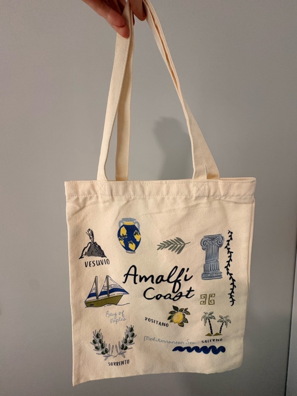 Amalfi Coast Canvas Tote Bag in Cream